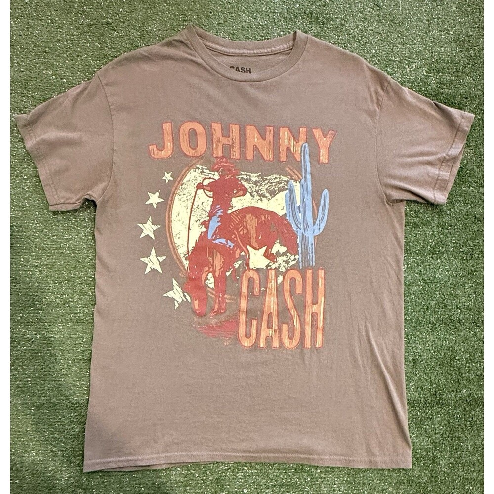 Johnny Cash Graphic T-Shirt Gray Size M Original Country Music Artist Tee